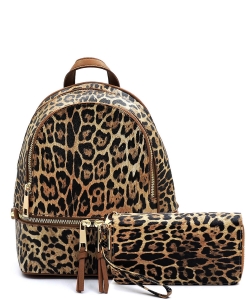 Leopard Print Textured Backpack LE1082W TAN
